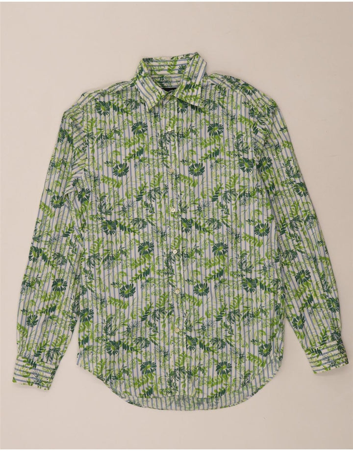MASSIMO DUTTI Chemise Homme Taille 40 Coton Floral Vert Moyen