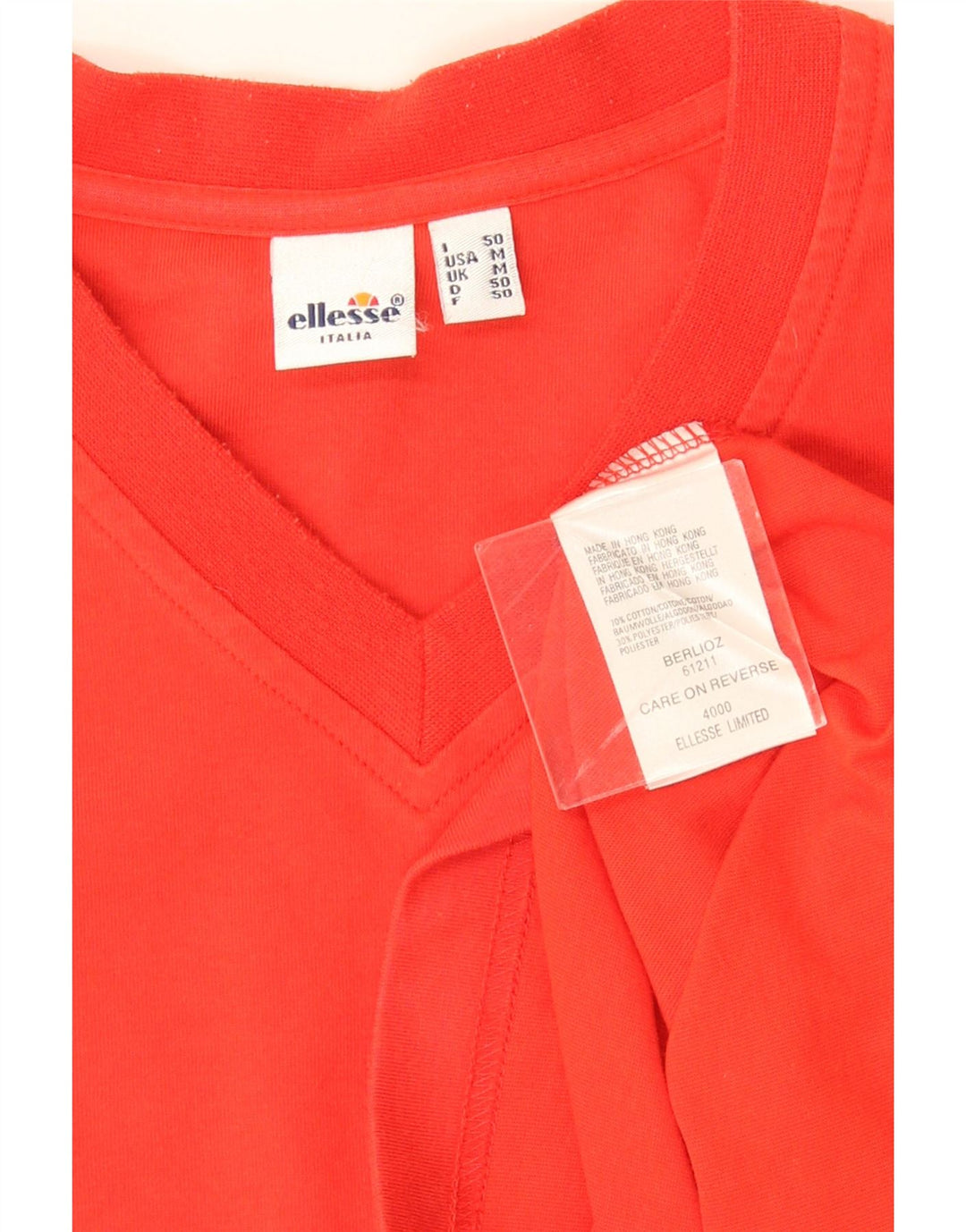 Ellesse T-Shirt Top Rouge Moyen Coton Homme