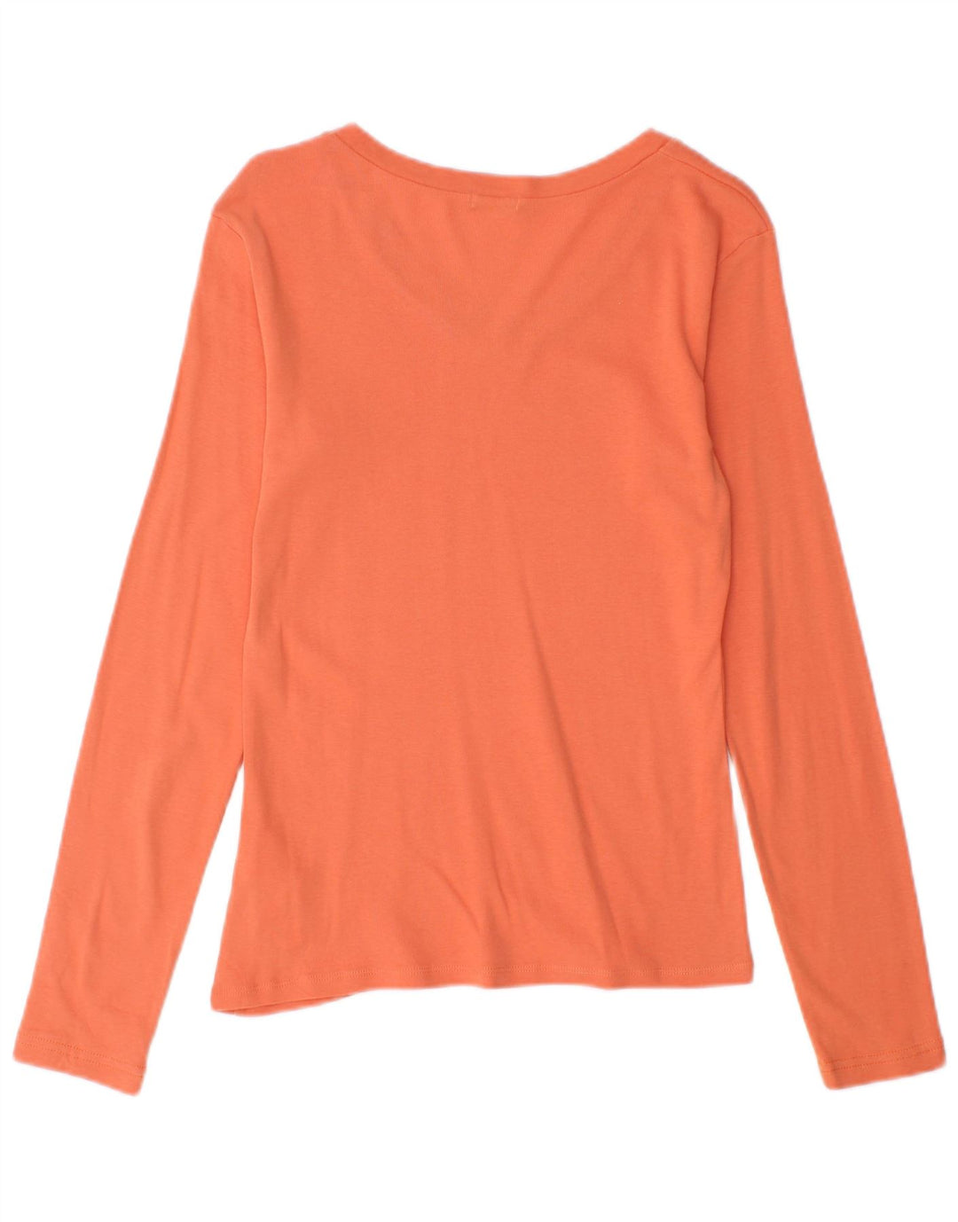 Benetton Haut à Manches Longues pour Femme UK 12 Coton Orange Moyen