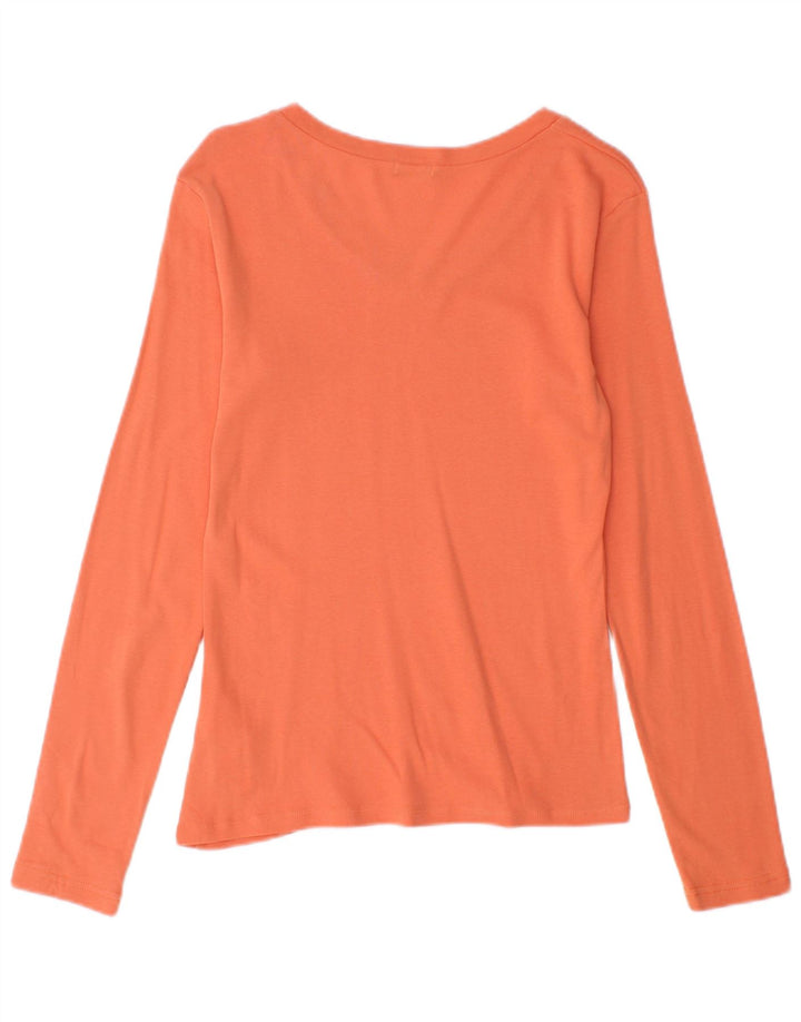 Benetton Haut à Manches Longues pour Femme UK 12 Coton Orange Moyen