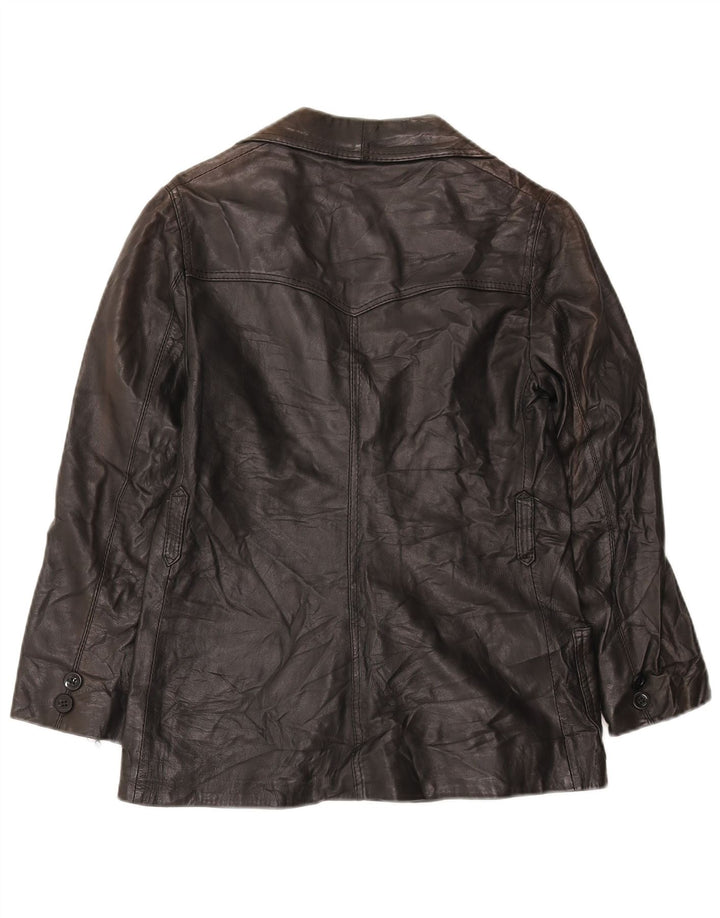 VINTAGE Womens Leather Jacket UK 10 Small Black