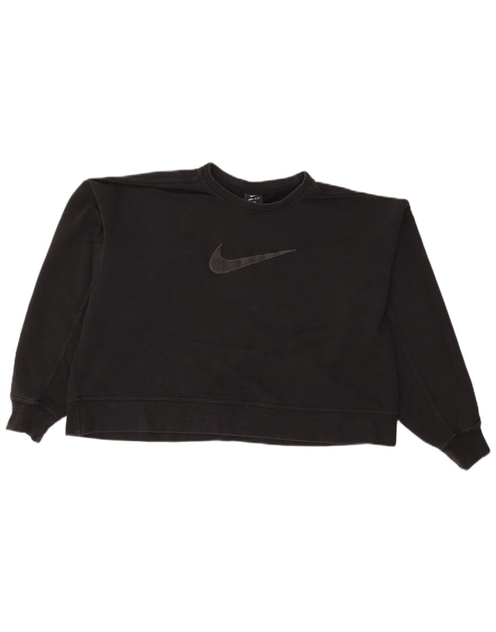 Nike Femme Crop Graphic Sweat-shirt surdimensionné UK 16 Grand Noir