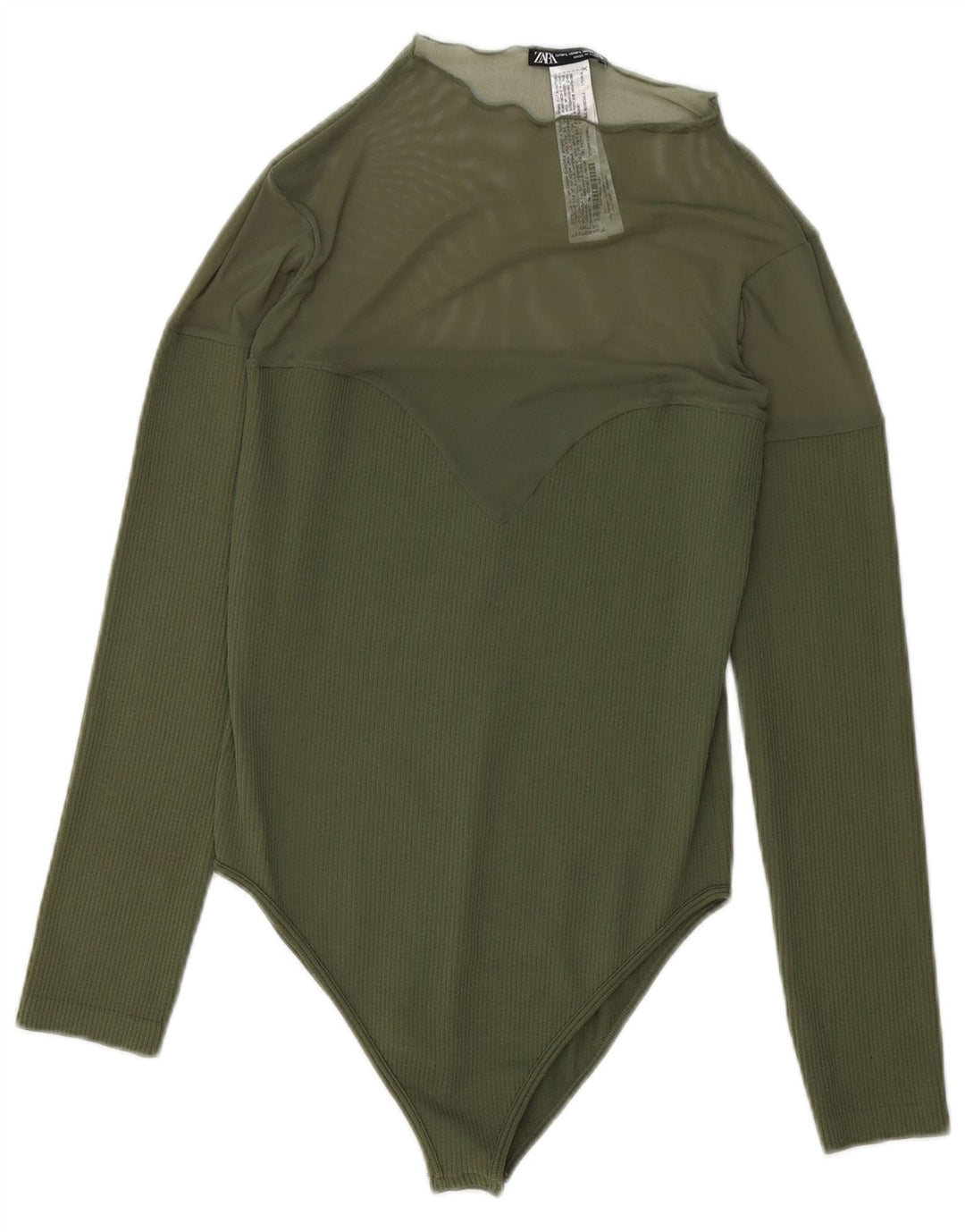 ZARA Body à manches longues pour femme UK 14 Polyester vert moyen