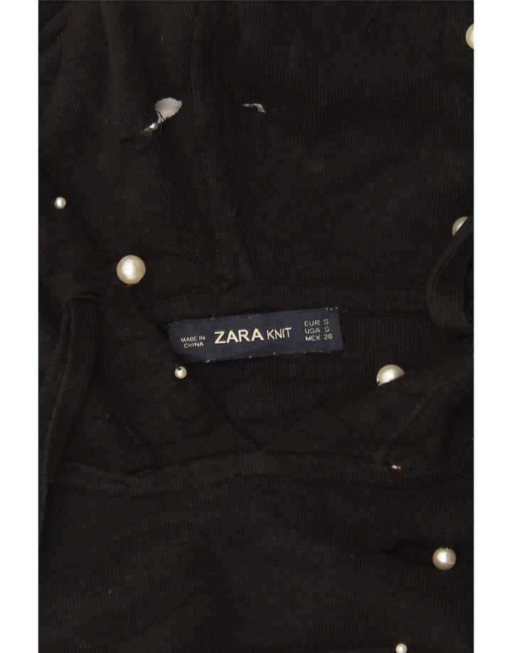Zara Pull surdimensionné à capuche pour femme UK 10 Petit Noir