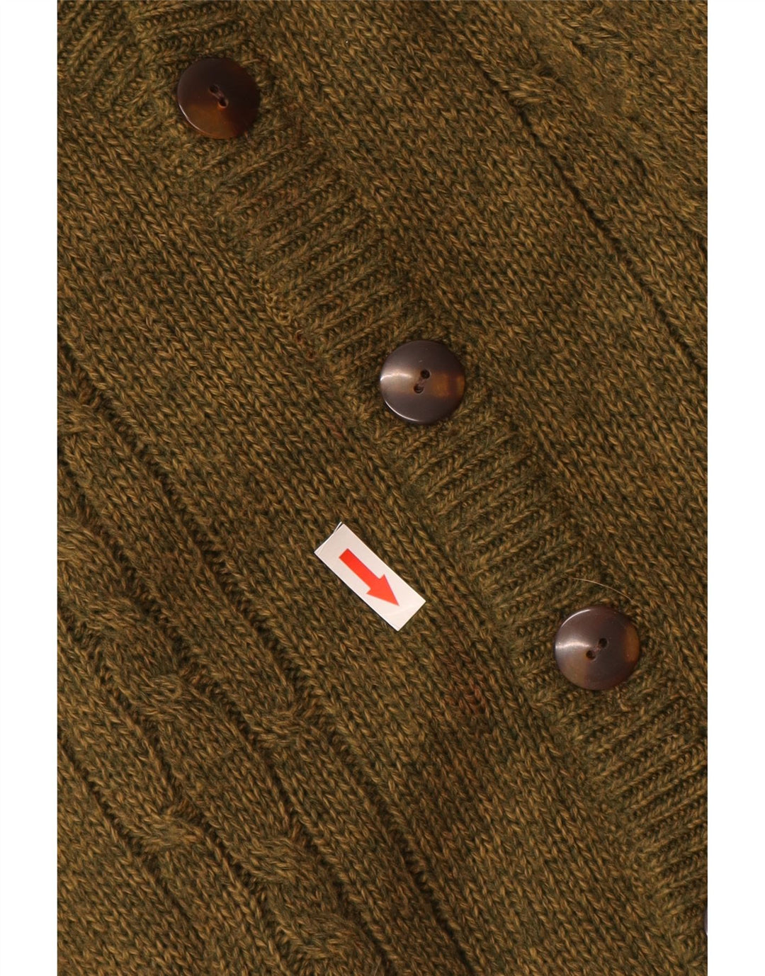 VINTAGE Pull Cardigan Homme Grande Laine d’Alpaga Kaki