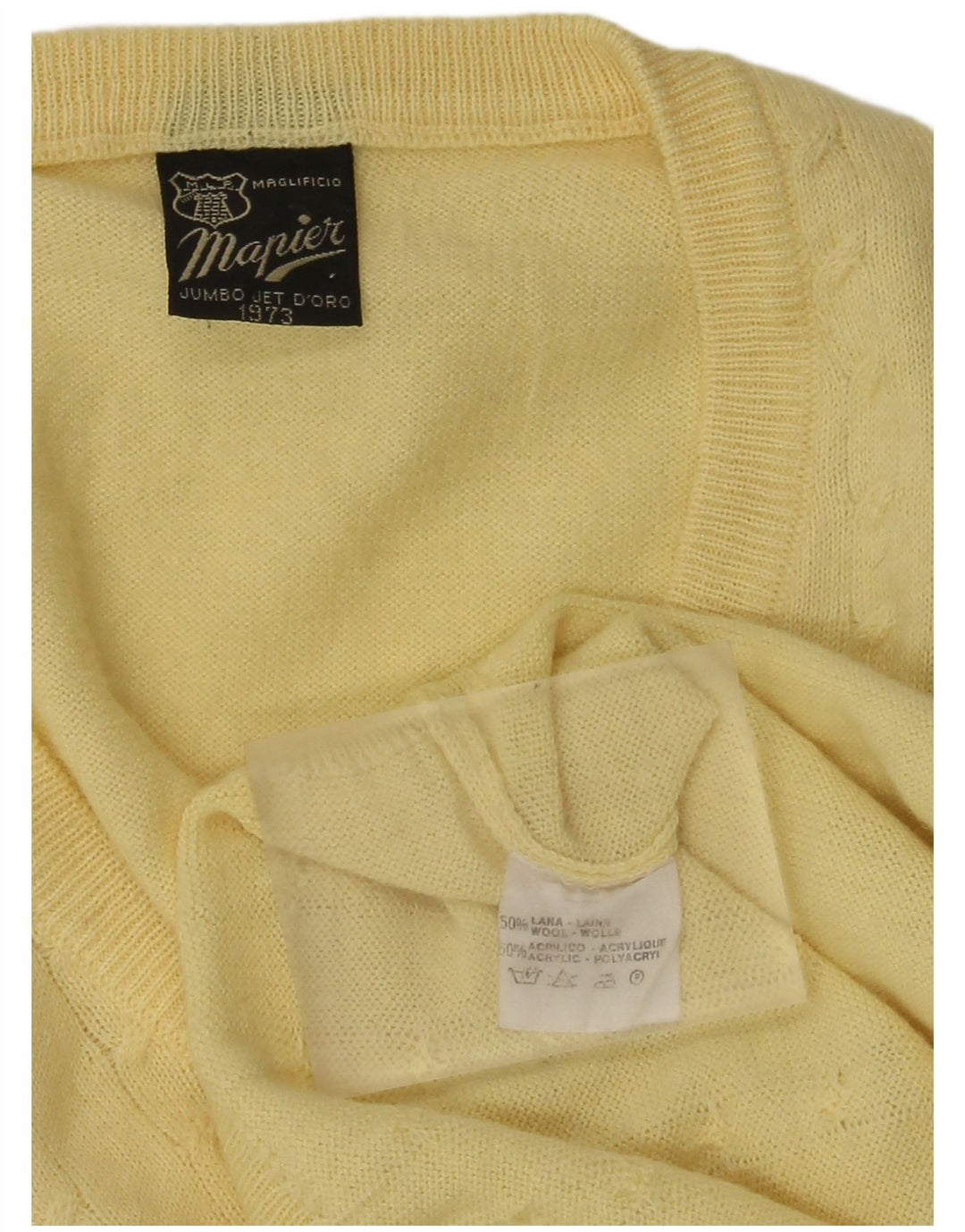 Mapier Pull Col V Homme Jaune Moyen Laine