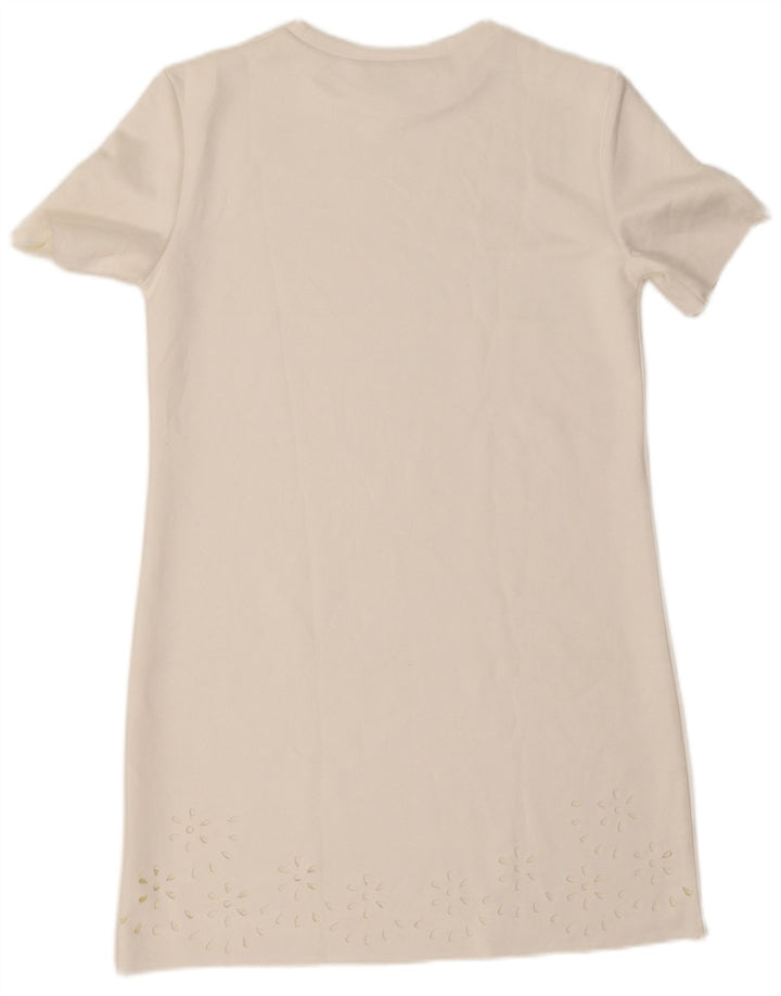 ZARA Robe droite pour femme UK 10 Petit motif floral blanc