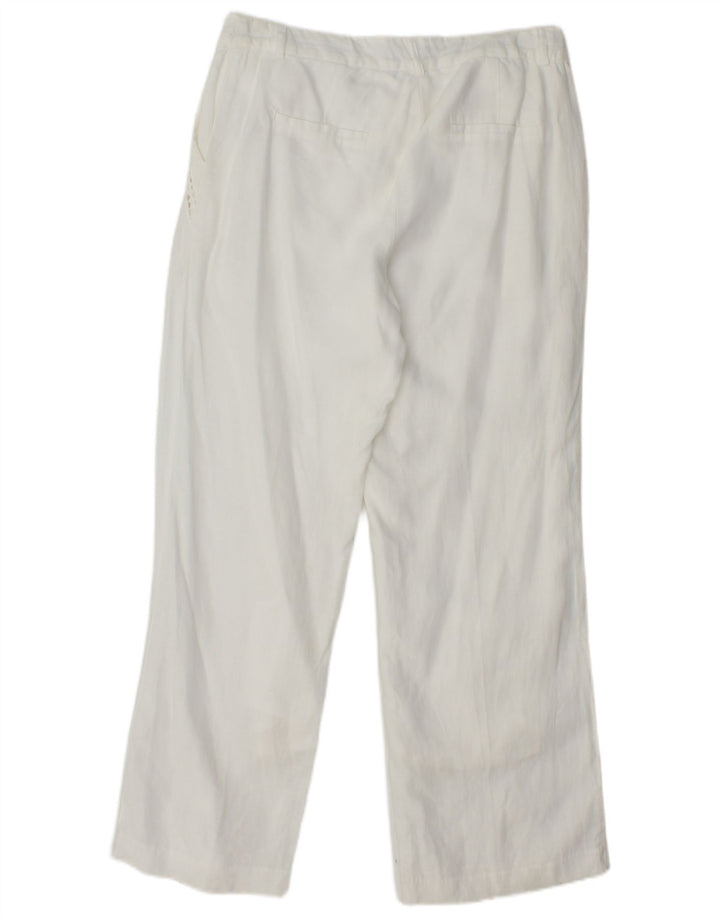 MONSOON Pantalon Chino Droit Femme UK 10 Small W27 L28 Lin Blanc