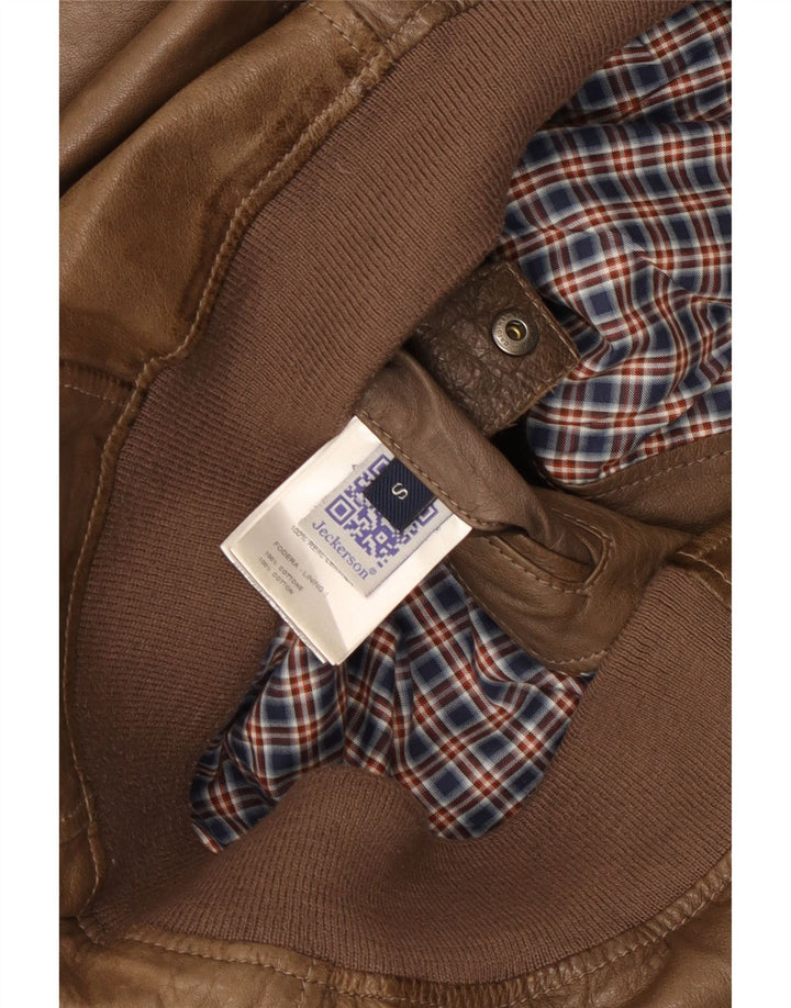 Jeckerson Veste en cuir bomber pour homme UK 36 Petit cuir marron