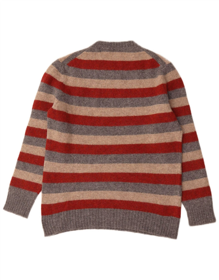 Benetton Pull à col rond pour homme, grandes rayures multicolores