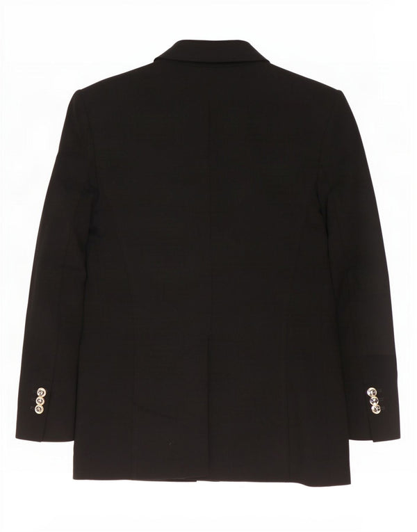 Zara Veste Blazer Double Boutonnage Femme UK 10 Petit Noir Polyester
