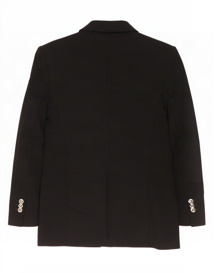 Zara Veste Blazer Double Boutonnage Femme UK 10 Petit Noir Polyester