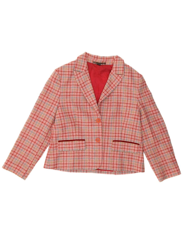 Boden Womens 2 Button Blazer Jacket UK 12 Laine à carreaux rose moyen