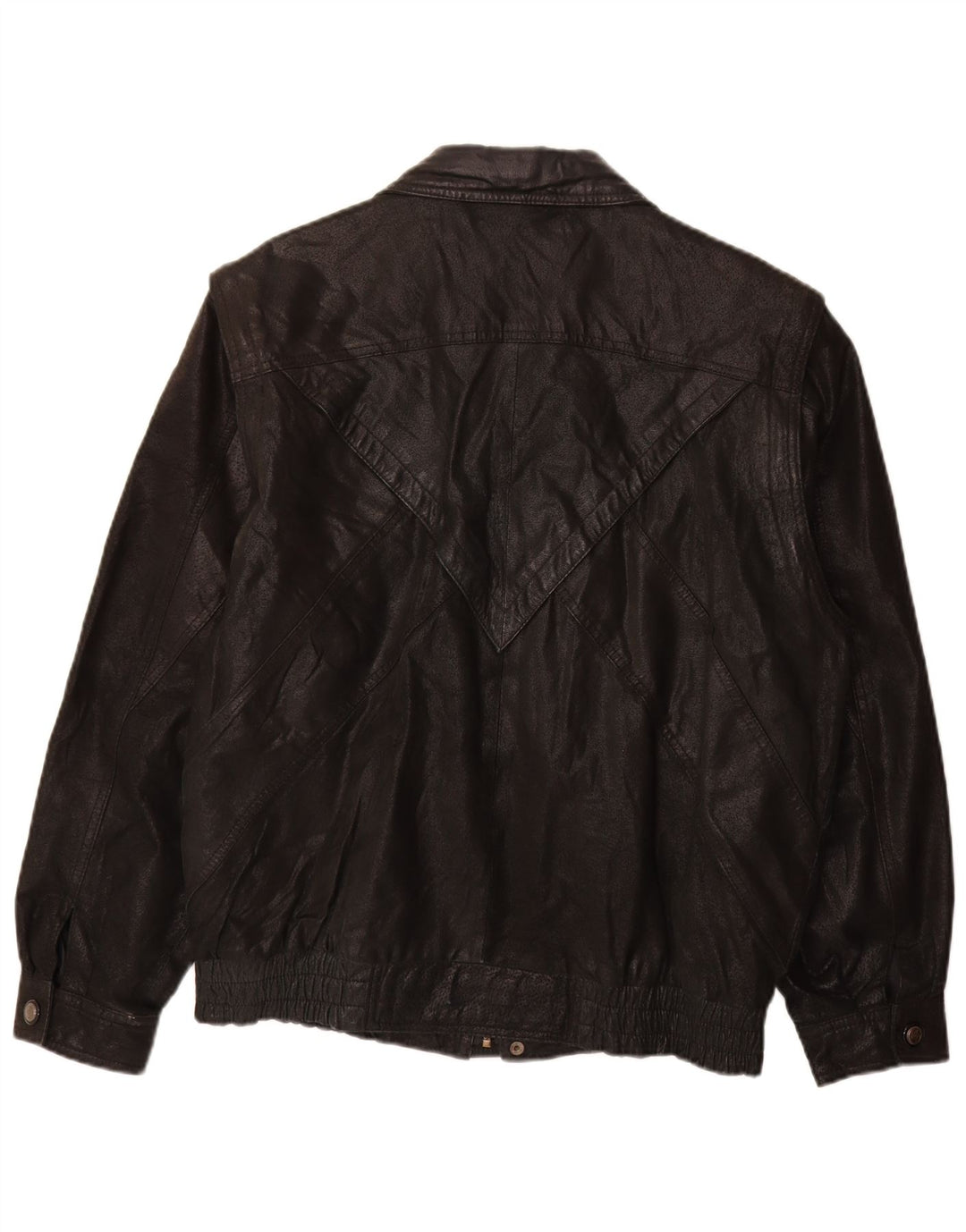 VINTAGE Veste en cuir homme UK 40 Grand cuir colorblock noir