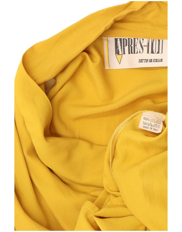 Chemisier chemise femme vintage UK 14 Viscose jaune moyen