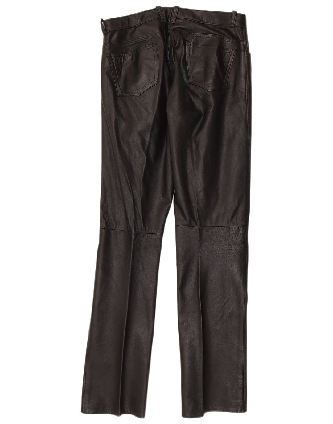 Barone Pantalon Droit En Cuir Femme W30 L33 Noir