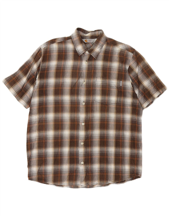 CARHARTT Chemise à manches courtes pour homme en coton à carreaux marron