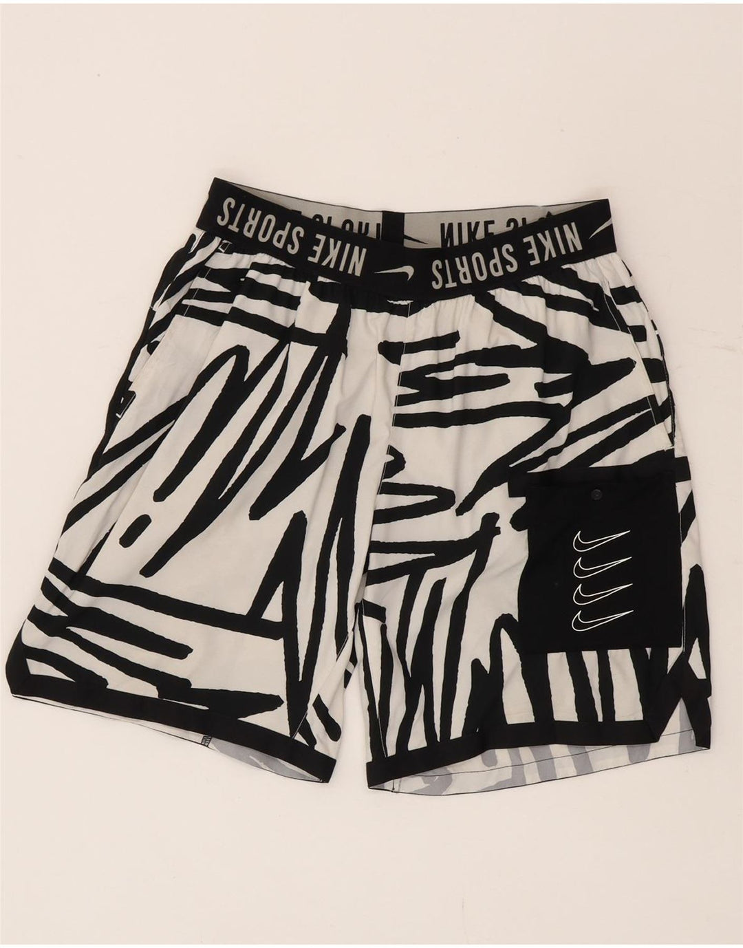 Nike Short de bain graphique pour homme Petit polyester blanc