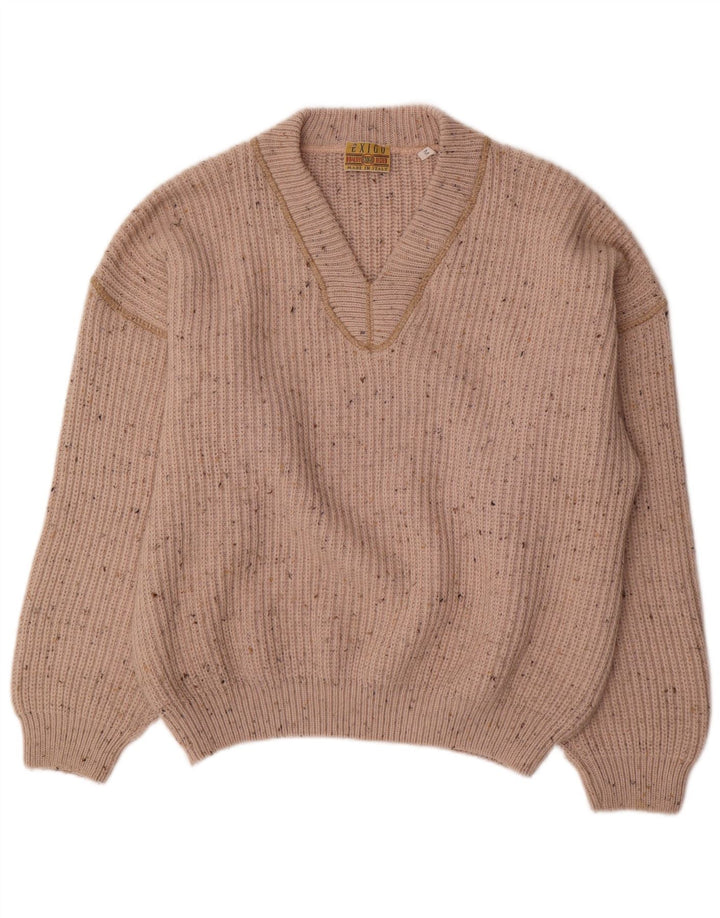 EXIGO Pull Col V Homme Laine Mouchetée Beige Moyen