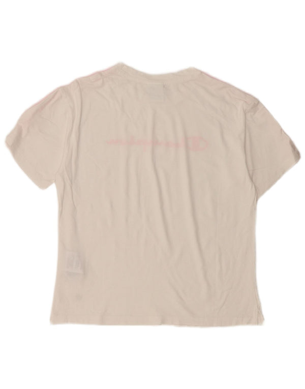 Champion T-shirt court graphique pour femme UK 10 Small Blanc Colourblock