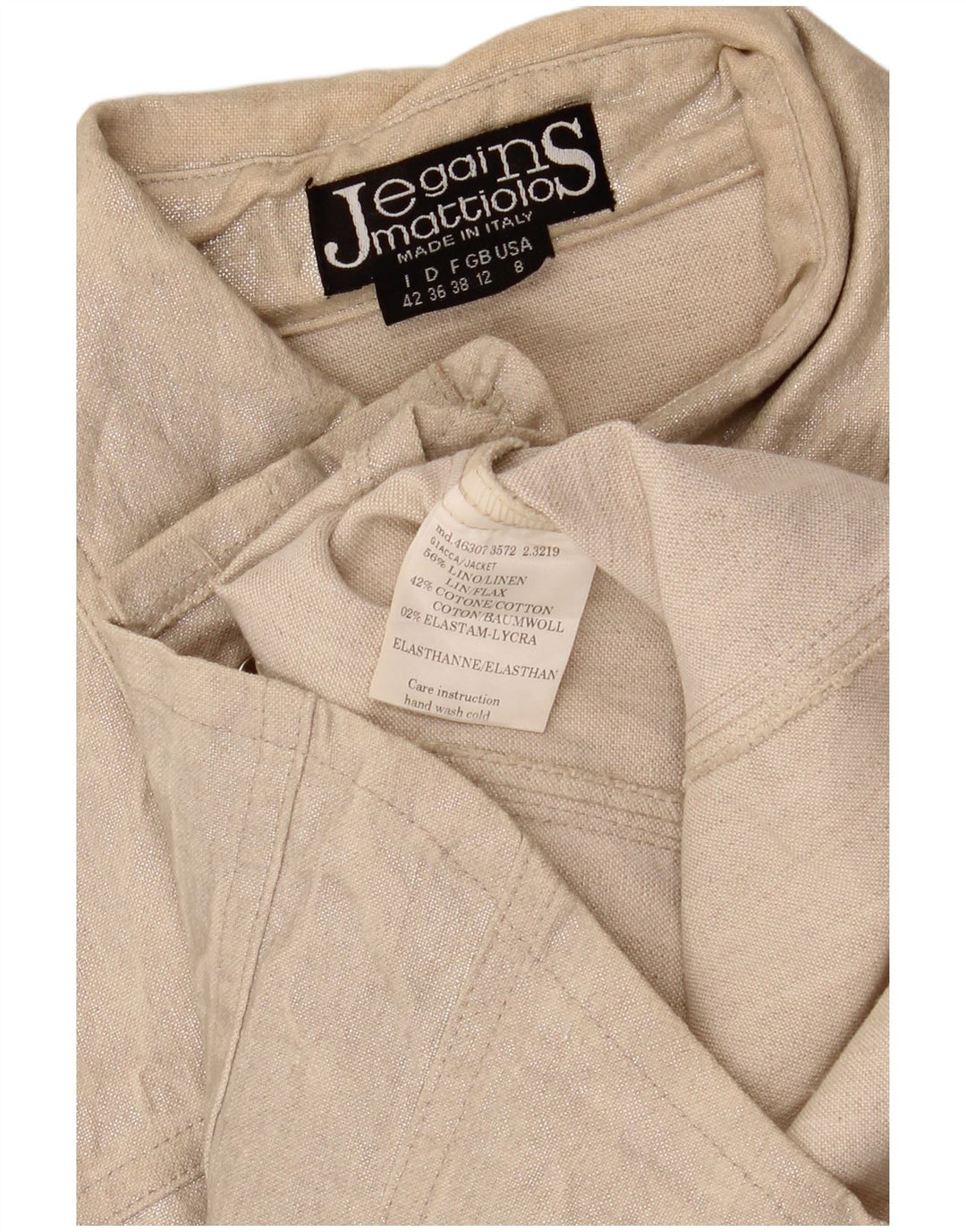 Jegains Mattiolo Veste Bomber Femme UK 12 Lin Beige Moyen
