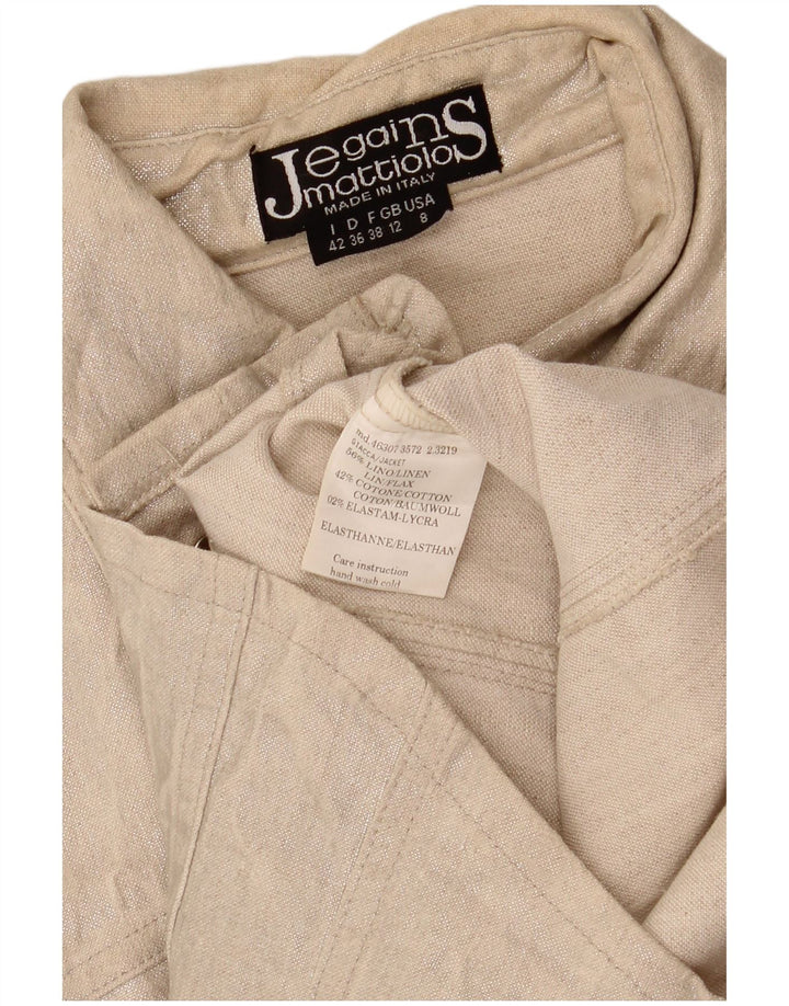 Jegains Mattiolo Veste Bomber Femme UK 12 Lin Beige Moyen