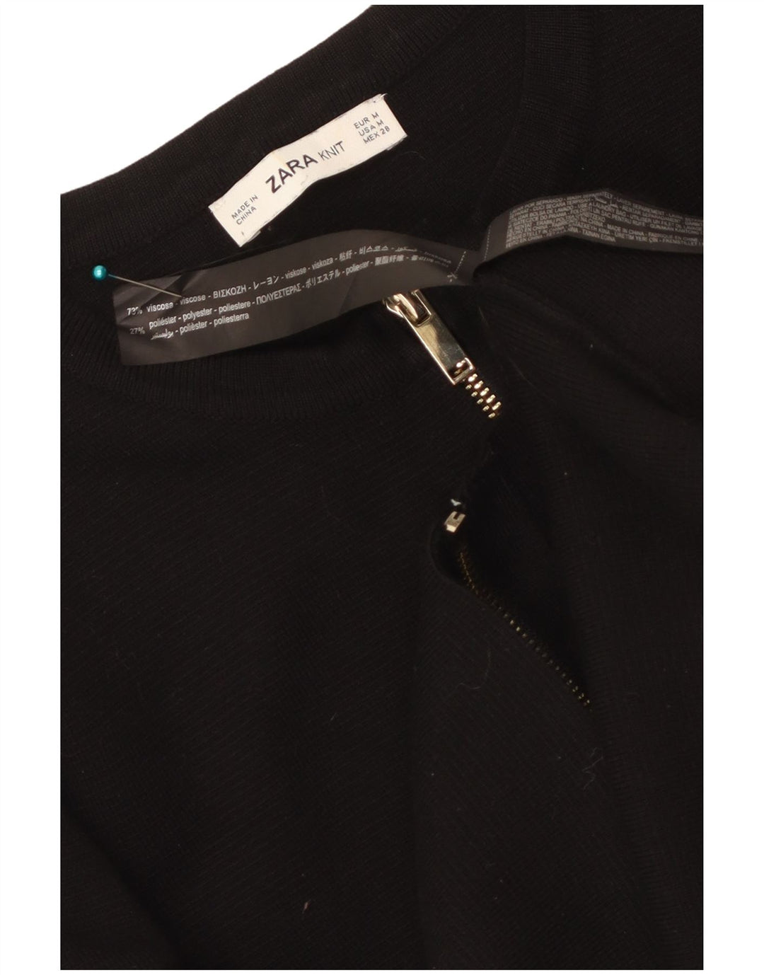 Zara Womens Crop Cardigan Pull UK 12 Moyen Noir Viscose