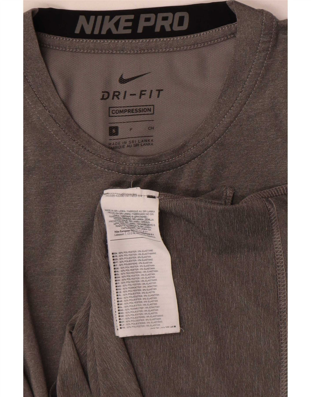 Nike Haut Dri Fit à manches longues pour femme UK 10 Petit Gris Colorblock Polyester