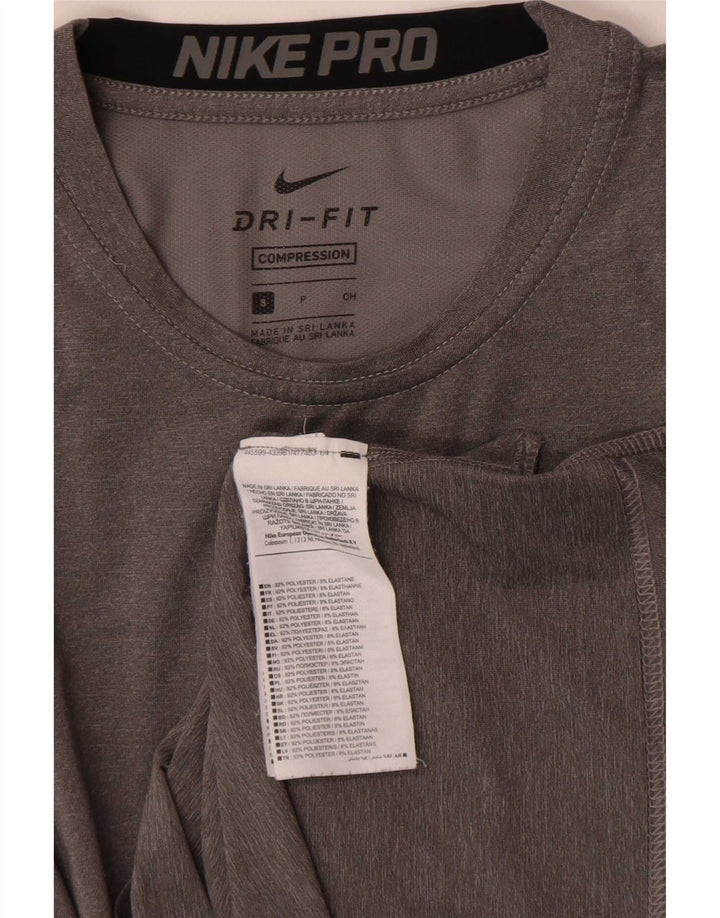 Nike Haut Dri Fit à manches longues pour femme UK 10 Petit Gris Colorblock Polyester