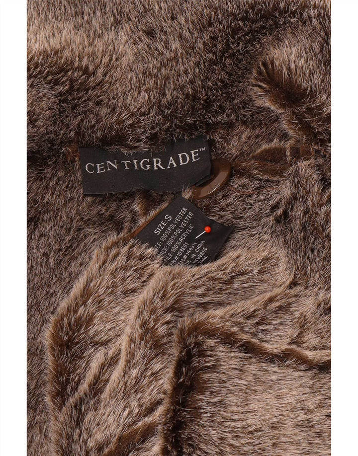 Centigrade Manteau Sherpa surdimensionné pour femme UK 10 Petit Marron Polyester