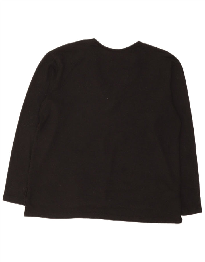 Zara Femme Top Manches Longues UK 44 Medium Noir Tacheté Polyester
