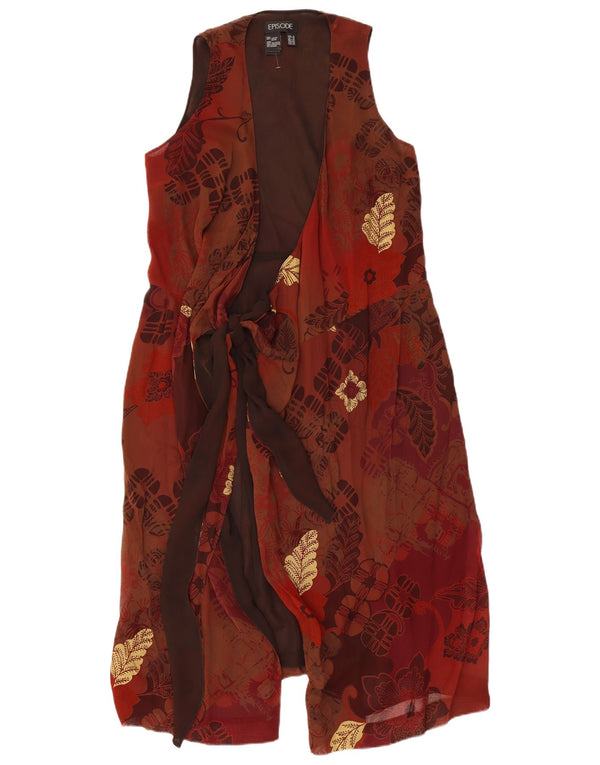 Episode Robe portefeuille sans manches pour femme UK 42 Viscose florale bordeaux moyen