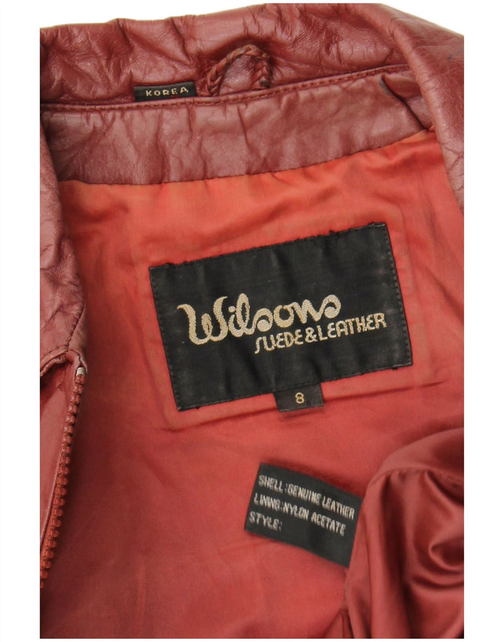 Wilsons Veste en cuir court pour femme UK 8 Petit cuir bordeaux
