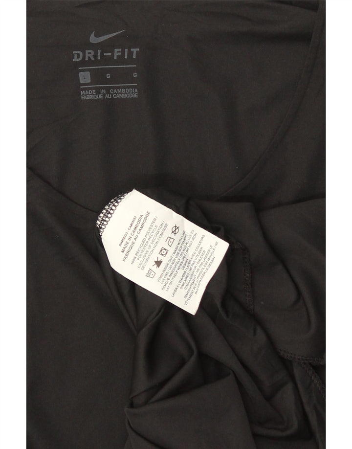 Nike Womens Dri Fit T-Shirt Top UK 16 Large Noir Polyester