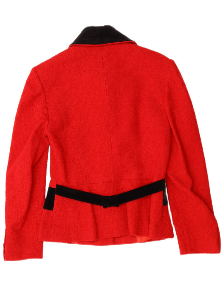 vintage Femme 4 Bouton Blazer Veste IT 46 Grande Laine Colorblock Rouge