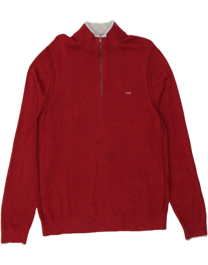MICHAEL KORS Mens Zip Neck Jumper Sweater Large Red Cotton Vintage Michael Kors and Second-Hand Michael Kors from Messina Hembry 