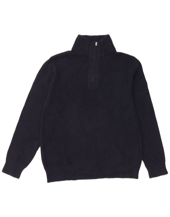 J. CREW Pull col zippé pour homme en coton bleu marine Taille L