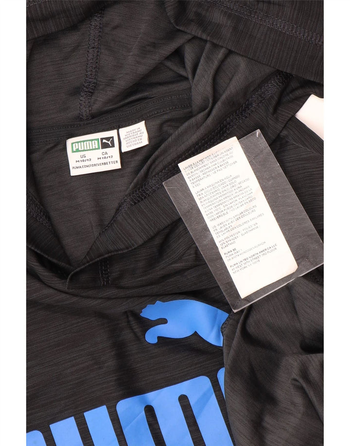 Puma Haut à capuche graphique à manches longues pour garçon 10-11 ans Gris moyen moucheté