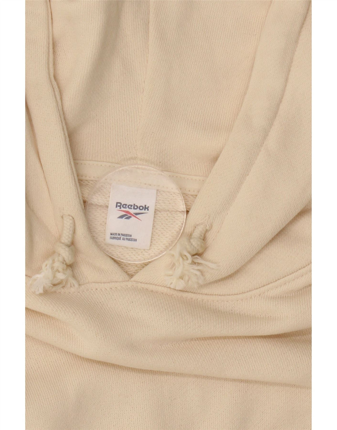 REEBOK Pull à capuche surdimensionné pour femme UK 16 Large en coton blanc cassé