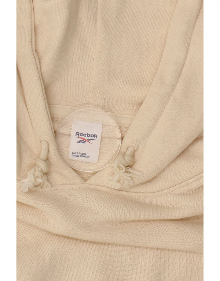 REEBOK Pull à capuche surdimensionné pour femme UK 16 Large en coton blanc cassé