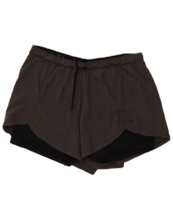 Nike Short de sport pour femme UK 14 Large Gris Colorblock