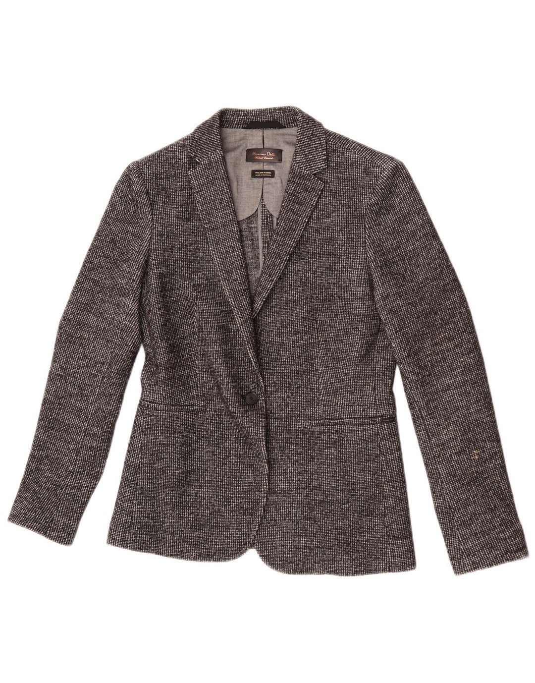 Massimo Dutti Veste Blazer 1 Bouton Femme EU 40 Pied-de-Poule Gris Moyen