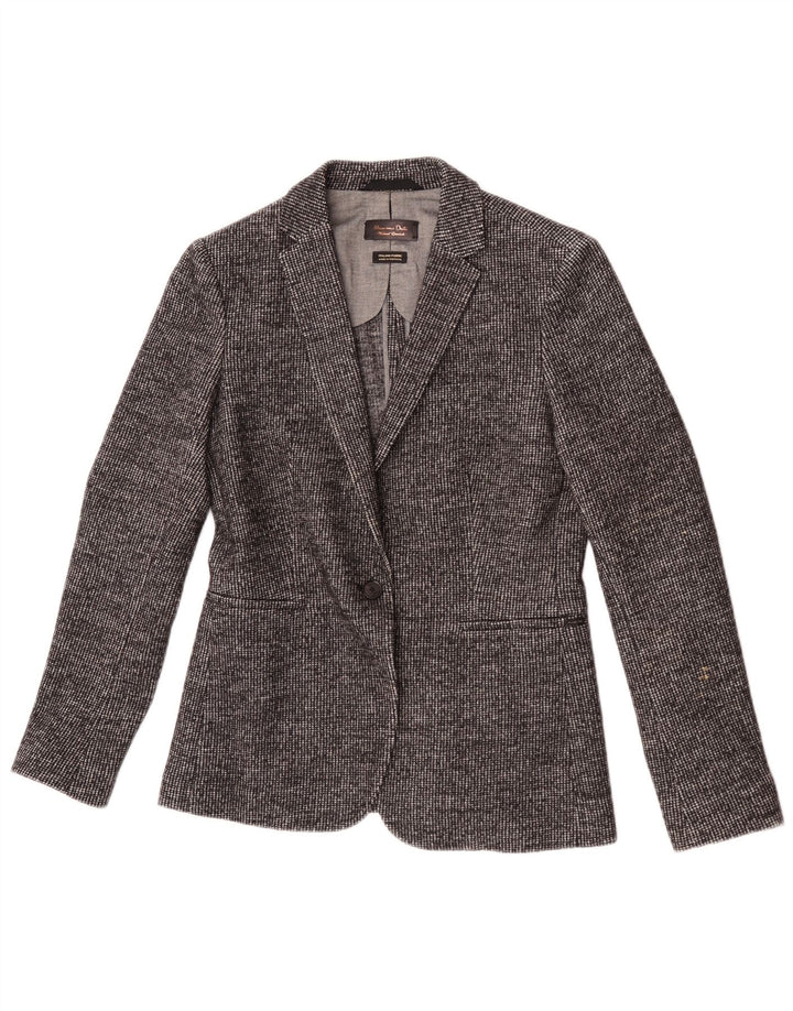 Massimo Dutti Veste Blazer 1 Bouton Femme EU 40 Pied-de-Poule Gris Moyen