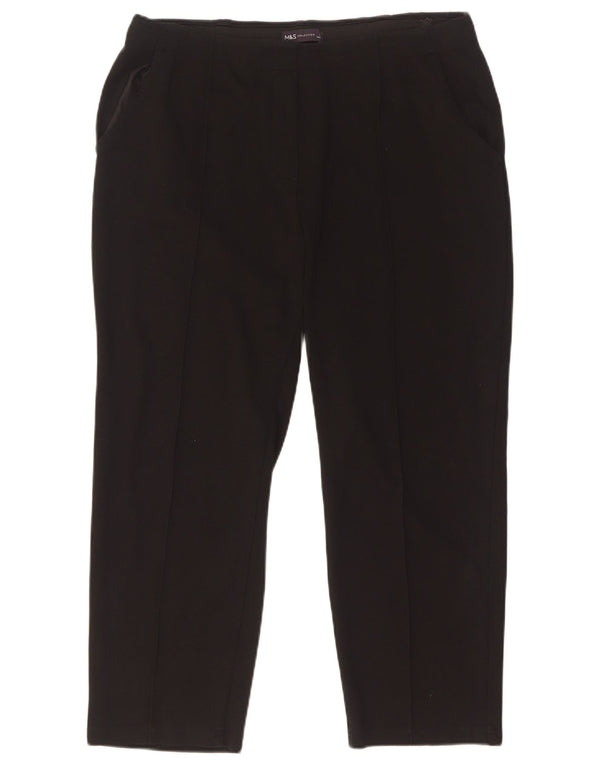 Marks & Spencer Pantalon court droit pour femme UK 14 Large W33 L25 Noir