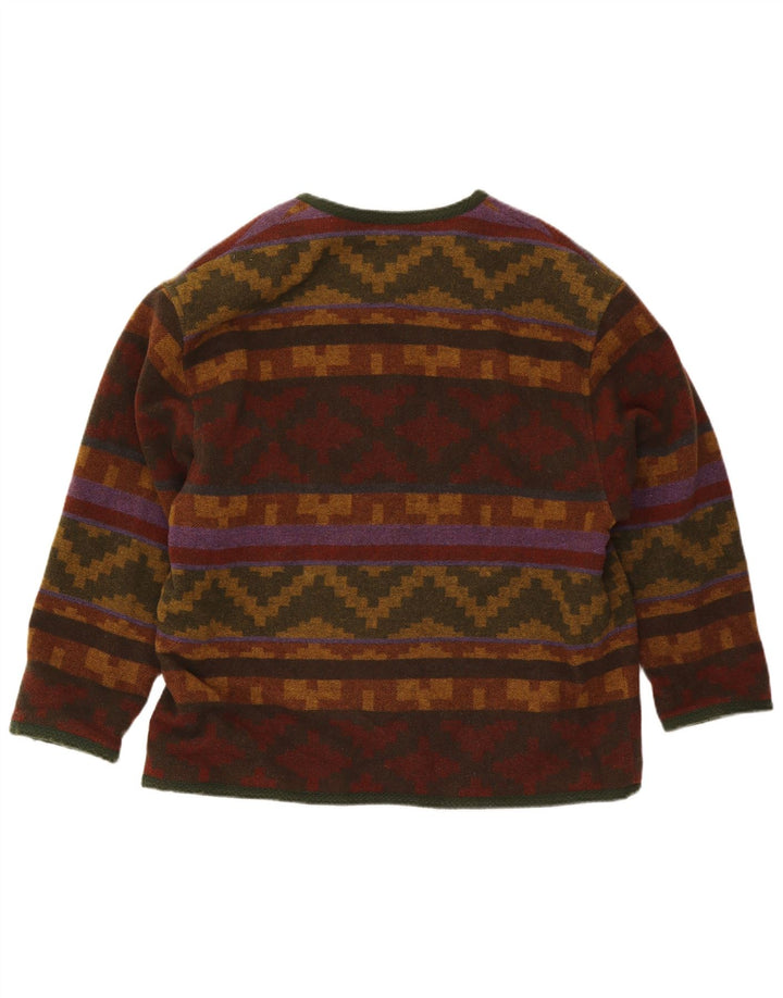 vintage Womens Cardigan Sweater UK 18 XL Laine géométrique multicolore