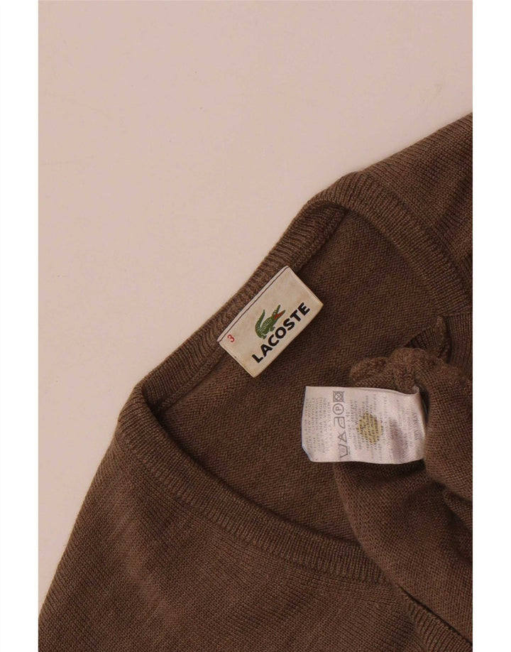 Lacoste Pull col V pour homme Taille 3 Petite laine vierge marron