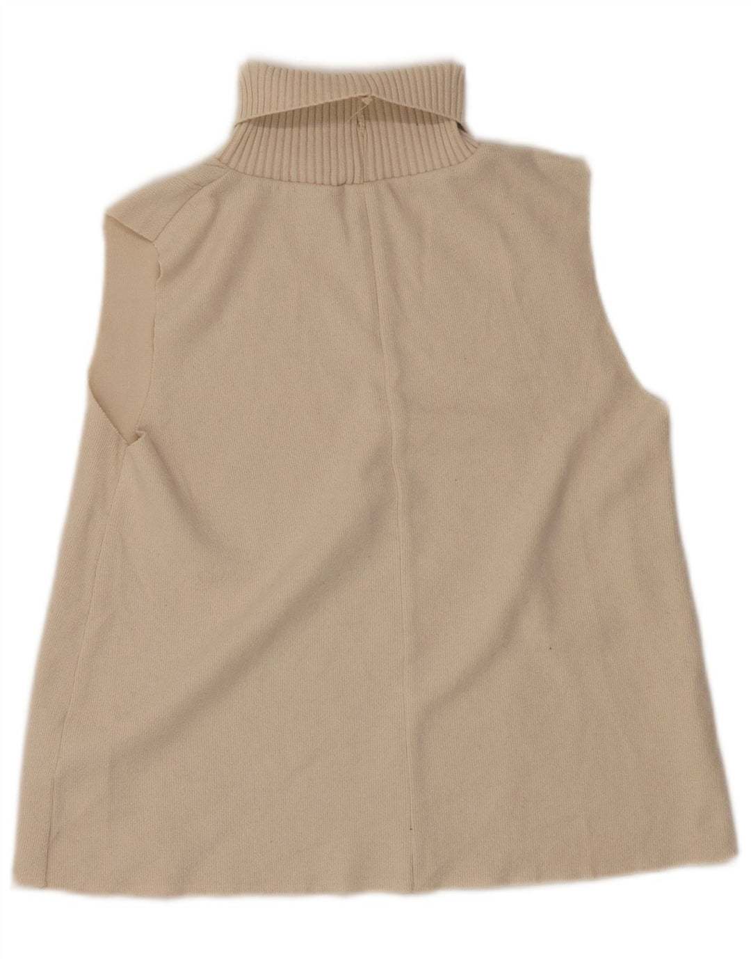 Zara Débardeur à col roulé pour femme UK 14 Medium Off White Polyester