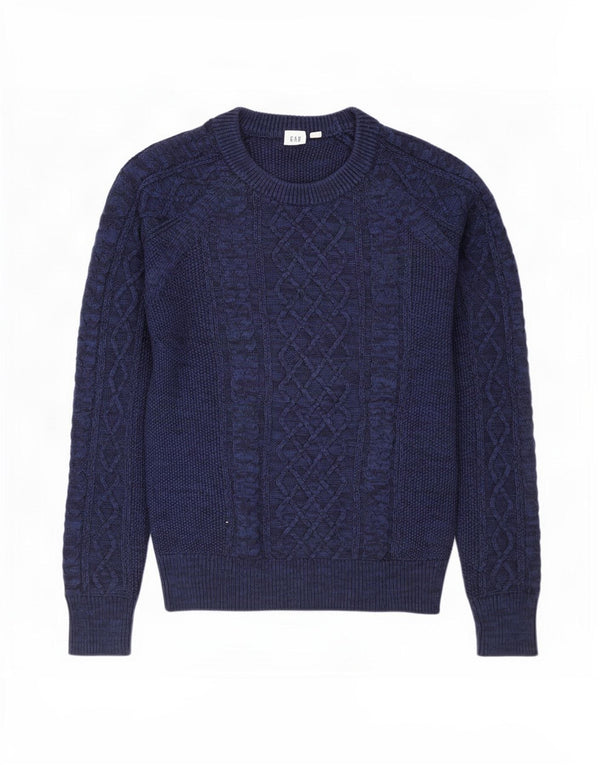 Gap Pull surdimensionné à col bateau pour femme UK 10 Petit Bleu marine moucheté