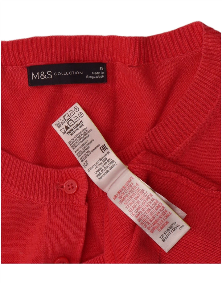 MARKS & SPENCER Pull Cardigan Femme UK 18 XL Coton Rose