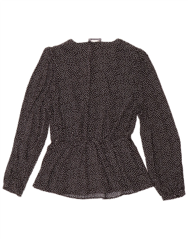 Marks & Spencer Chemisier à manches longues pour femme UK 12 Medium Noir à pois